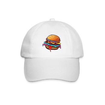 Burger / Fastfood / Essen / Brötchen / Rindfleisch - Baseballkappe - Weiß/Weiß - Vorne