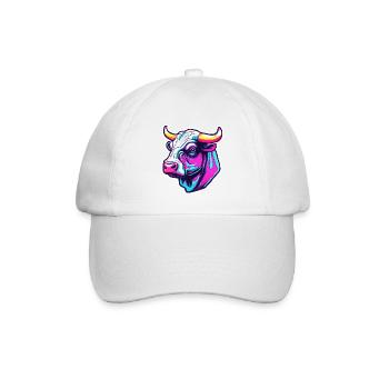 Stier / Bulle / Tier / Hörner / Stierkampf - Baseballkappe - Weiß/Weiß - Vorne