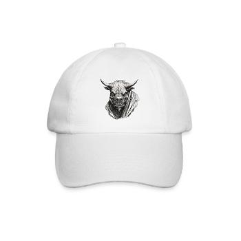 Stier / Bulle / Tier / Hörner / Stierkampf - Baseballkappe - Weiß/Weiß - Vorne