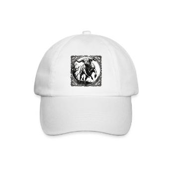 Stier / Bulle / Tier / Hörner / Stierkampf - Baseballkappe - Weiß/Weiß - Vorne