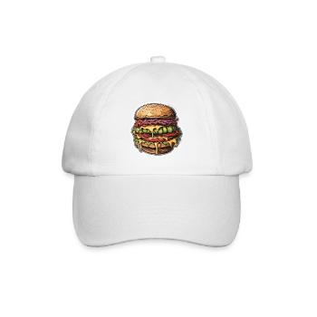 Burger / Fastfood / Essen / Brötchen / Rindfleisch - Baseballkappe - Weiß/Weiß - Vorne