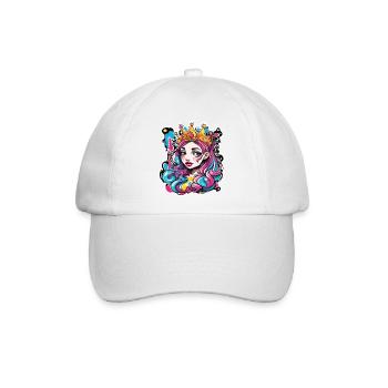 Prinzessin / Frau / Mädchen / Dame / Comic - Baseballkappe - Weiß/Weiß - Vorne