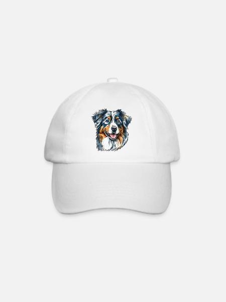Australian Shepherd Portrait - Baseballkappe - Weiß/Weiß