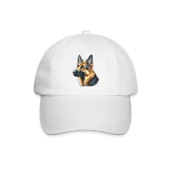 Deutscher Schäferhund Portrait - Baseballkappe - Weiß/Weiß - Vorne