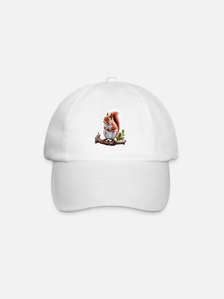 Eichhörnchen / Tier / Nagetier / Waldtier / Comic - Baseballkappe - Weiß/Weiß