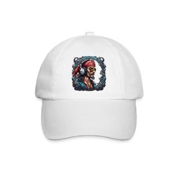 Pirat / Ahoi / Anker / Kapitän / Totenkopf / Rum - Baseballkappe - Weiß/Weiß - Vorne