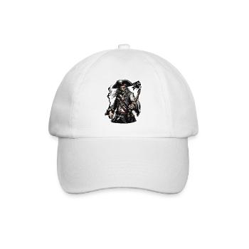 Pirat / Ahoi / Anker / Kapitän / Totenkopf / Rum - Baseballkappe - Weiß/Weiß - Vorne