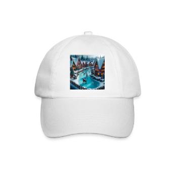 Skandinavisches Weihnachtsdorf - Baseballkappe - Weiß/Weiß - Vorne