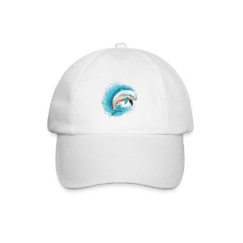 Verspielter Delfin - Baseballkappe - Weiß/Weiß - Vorne