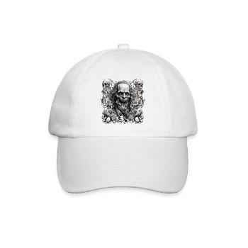 Skull / Totenkopf / Skelett / Gothic / Tattoo - Baseballkappe - Weiß/Weiß - Vorne