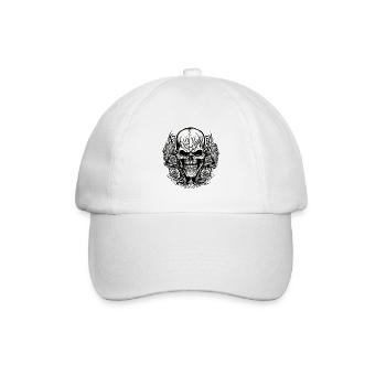 Skull / Totenkopf / Skelett / Gothic / Tattoo - Baseballkappe - Weiß/Weiß - Vorne