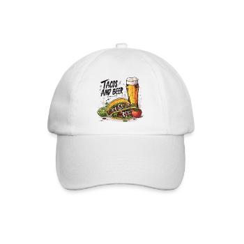 Tacos And Beer Essen Alkohol Lustige Sprüche - Baseballkappe - Weiß/Weiß - Vorne