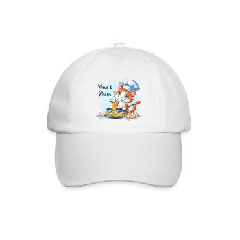 Pfoten und Pasta Paws and Pasta Tier Sprüche - Baseballkappe - Weiß/Weiß - Vorne