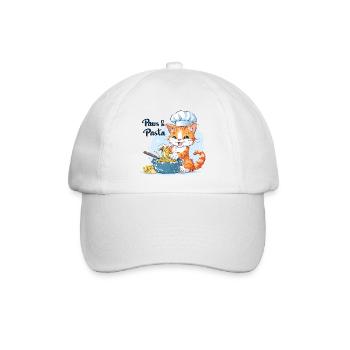 Pfoten und Pasta Paws and Pasta Tier Sprüche - Baseballkappe - Weiß/Weiß - Vorne