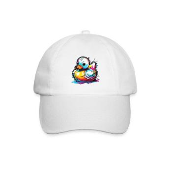 Gummiente / Badeente / Wasser / Badewanne - Baseballkappe - Weiß/Weiß - Vorne