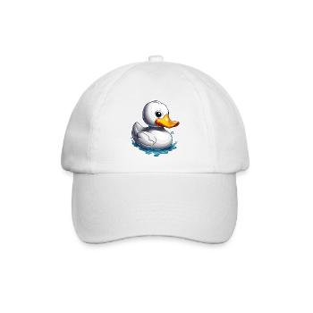 Gummiente / Badeente / Wasser / Badewanne - Baseballkappe - Weiß/Weiß - Vorne