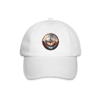 Kompass / Himmelsrichtung / Reisen / Survival - Baseballkappe - Weiß/Weiß - Vorne