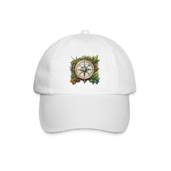 Kompass / Himmelsrichtung / Reisen / Survival - Baseballkappe - Weiß/Weiß - Vorne