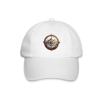 Kompass / Himmelsrichtung / Reisen / Survival - Baseballkappe - Weiß/Weiß - Vorne