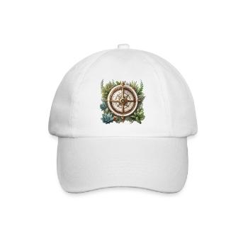 Kompass / Himmelsrichtung / Reisen / Survival - Baseballkappe - Weiß/Weiß - Vorne