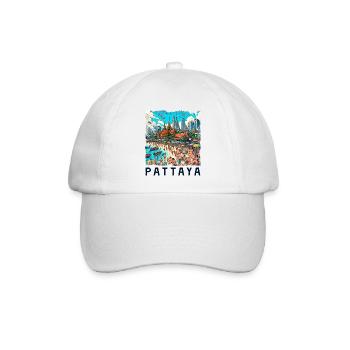 Pattaya Thailand Strand Design - Baseballkappe - Weiß/Weiß - Vorne
