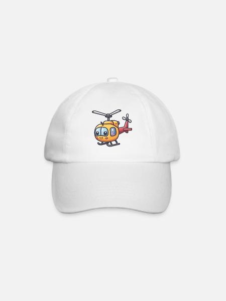 Lächelnder Hubschrauber - Baseballkappe - Weiß/Weiß