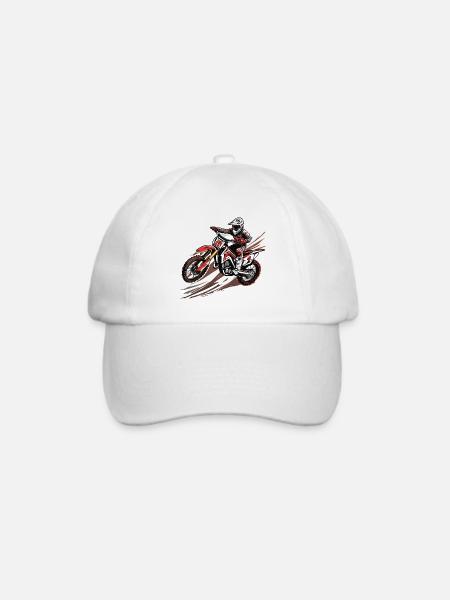 Biker / Motorrad Fahrer / Biker / Zweirad / Cross - Baseballkappe - Weiß/Weiß