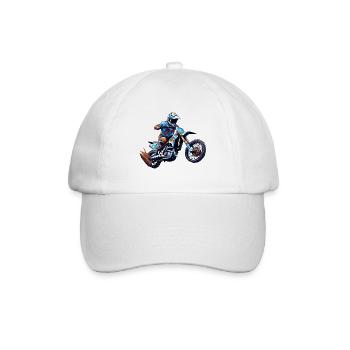 Biker / Motorrad Fahrer / Biker / Zweirad / Cross - Baseballkappe - Weiß/Weiß - Vorne