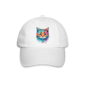 Niedliche Katze - Baseballkappe - Weiß/Weiß - Vorne