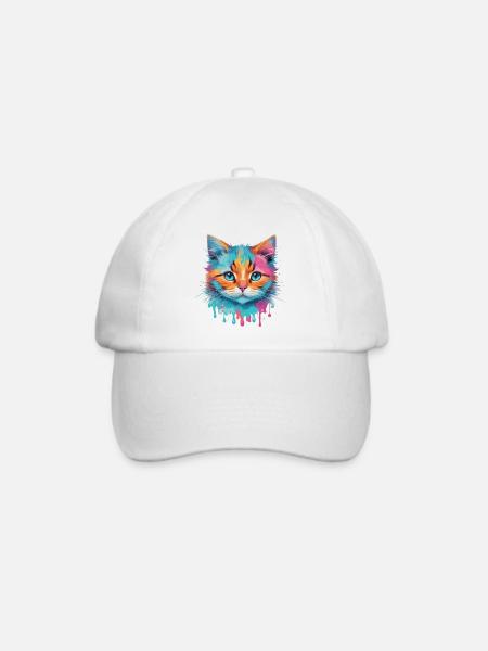 Niedliche Katze - Baseballkappe - Weiß/Weiß