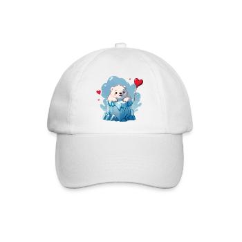 Verschenke diesen süßen Eisbären zum Valentinstag - Baseballkappe - Weiß/Weiß - Vorne