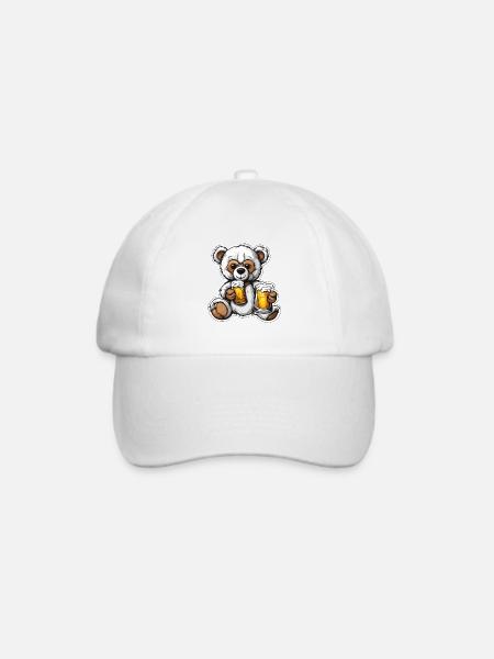 Teddybär / Kuscheltier / Stofftier / Geschenkidee - Baseballkappe - Weiß/Weiß