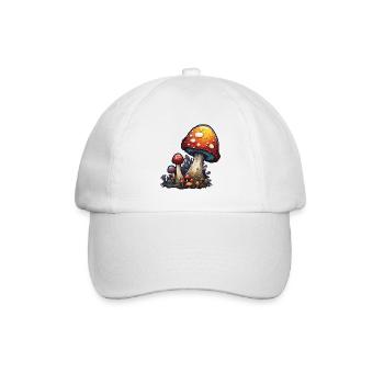 Pilz / Mushroom / Wiese / Wald / Goa / Psy - Baseballkappe - Weiß/Weiß - Vorne