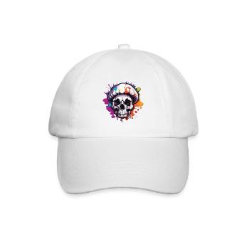 Pilz / Mushroom / Wiese / Wald / Goa / Psy - Baseballkappe - Weiß/Weiß - Vorne