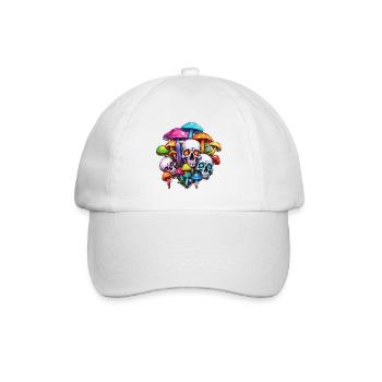 Pilz / Mushroom / Wiese / Wald / Goa / Psy - Baseballkappe - Weiß/Weiß - Vorne