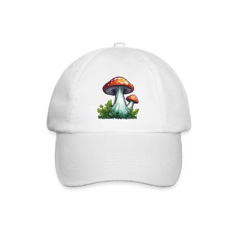 Pilz / Mushroom / Wiese / Wald / Goa / Psy - Baseballkappe - Weiß/Weiß - Vorne