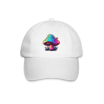 Pilz / Mushroom / Wiese / Wald / Goa / Psy - Baseballkappe - Weiß/Weiß - Vorne