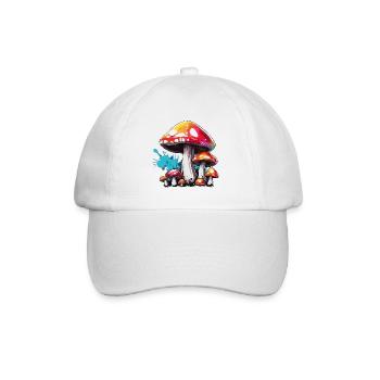 Pilz / Mushroom / Wiese / Wald / Goa / Psy - Baseballkappe - Weiß/Weiß - Vorne