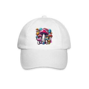 Pilz / Mushroom / Wiese / Wald / Goa / Psy - Baseballkappe - Weiß/Weiß - Vorne