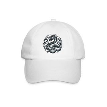 Chinesisches Drachen-Tattoo - Baseballkappe - Weiß/Weiß - Vorne
