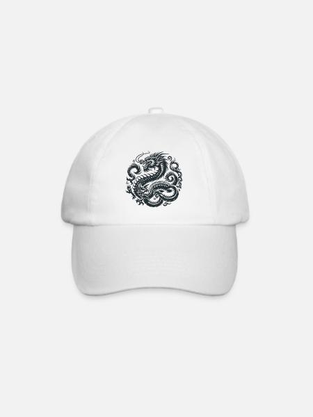 Chinesisches Drachen-Tattoo - Baseballkappe - Weiß/Weiß