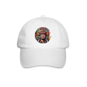 Mayan / Hochkultur / Peru / Maya Kalender / Motiv - Baseballkappe - Weiß/Weiß - Vorne