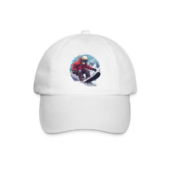 Totenkopf Snowboarder Snowboarden Apres Ski - Baseballkappe - Weiß/Weiß - Vorne