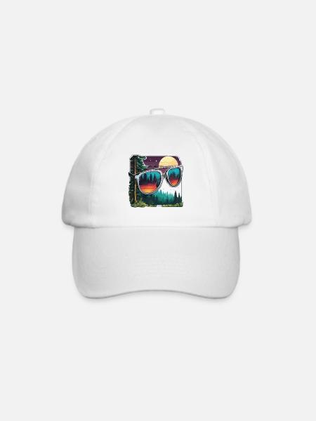 Sonnenbrille / Reflektion / Wald / Spiegelung - Baseballkappe - Weiß/Weiß