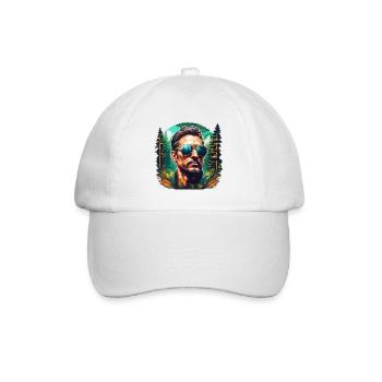 Sonnenbrille / Mann / Wald / Porträt / Kerl - Baseballkappe - Weiß/Weiß - Vorne