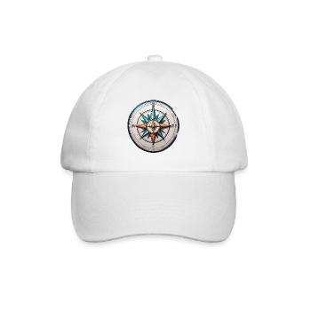 Kompass / Himmelsrichtung / Reisen / Survival - Baseballkappe - Weiß/Weiß - Vorne