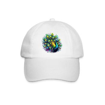 Pfau - Baseballkappe - Weiß/Weiß - Vorne
