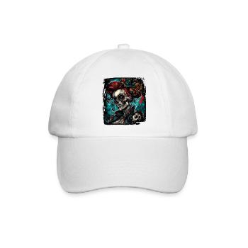 Skull / Totenkopf / Skelett / Gothic / Tattoo - Baseballkappe - Weiß/Weiß - Vorne