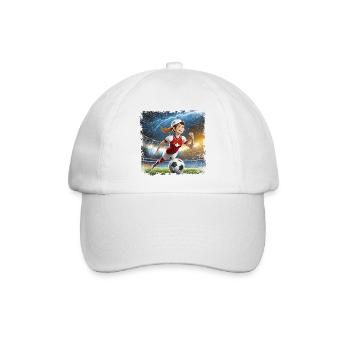 Fussballerin Comicfigur Stadion mit Blitzen - Baseballkappe - Weiß/Weiß - Vorne