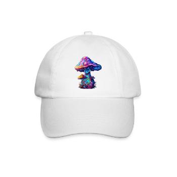 Psytrance Mushroom - Baseballkappe - Weiß/Weiß - Vorne
